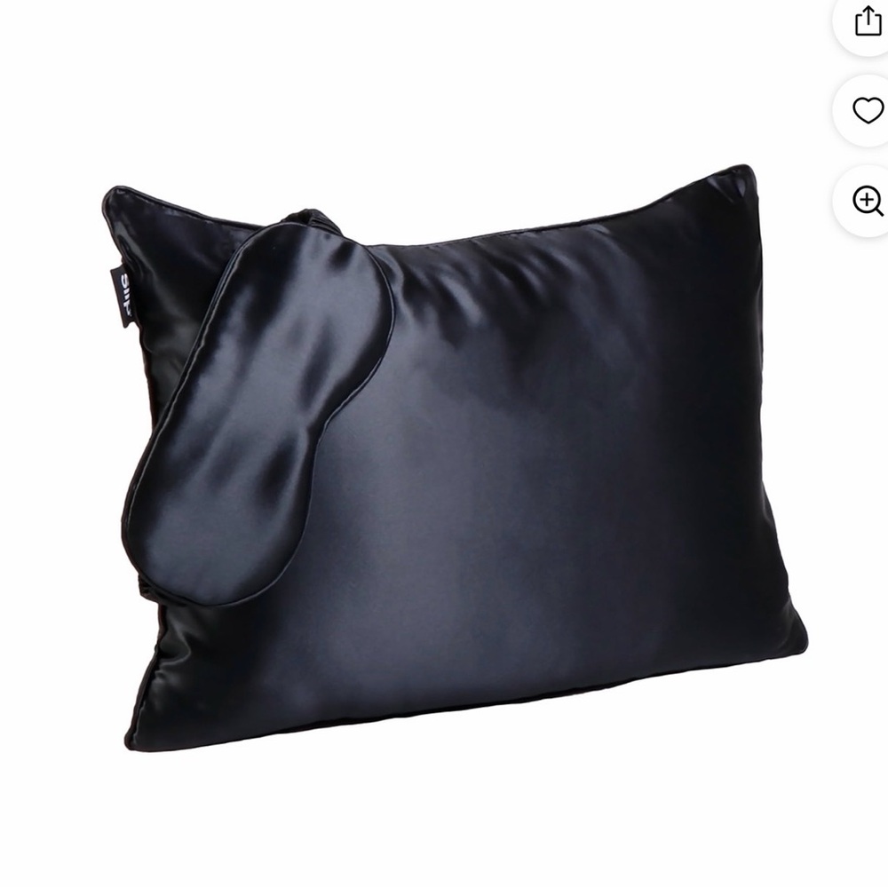 Black Satin Pillow with Eye Mask
